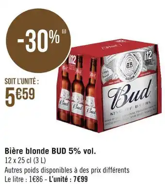 Géant Casino Bud bière blonde 5% vol. offre