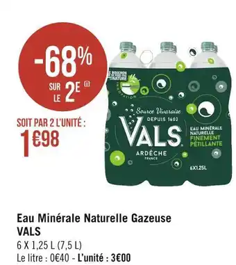 Géant Casino Vals eau minérale naturelle gazeuse offre