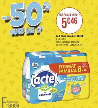 Géant Casino Lactel lait demi écrémé offre