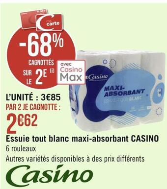 Géant Casino Casino essuie tout blanc maxi-absorbant offre