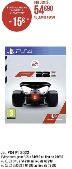 Géant Casino Jeu ps4 f1 2022 offre