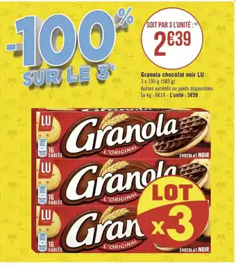 Géant Casino Granola Chocolat Noir Lu offre