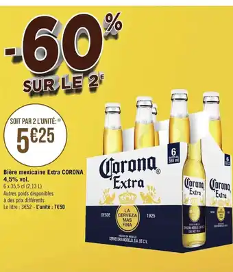 Géant Casino Corona Bière Mexicaine Extra 4,5%vol offre