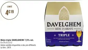 Géant Casino Bière Triple Davelgheim 7,5%vol offre