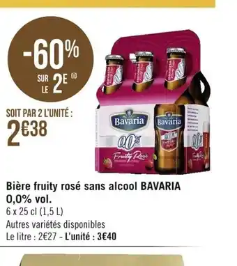 Géant Casino Bière Fruity Rosé Sans Alcool Bavaria 0,0%vol offre