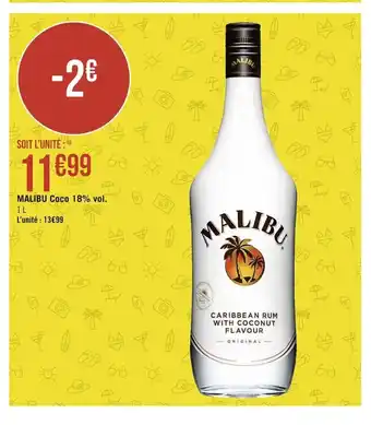 Géant Casino MALIBU Coco 18% vol. 1 L offre