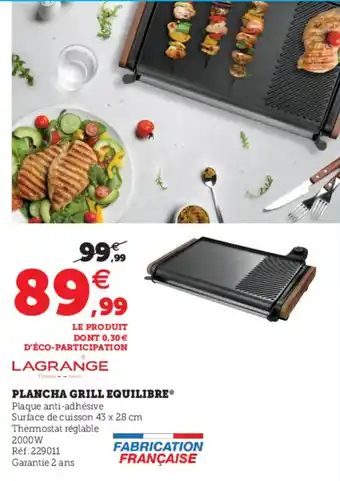 Hyper U Plancha grill equilibre offre