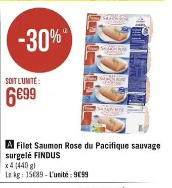 Géant Casino Filet Saumon Rose Du Pacifique Sauvage Surgelé FINDUS offre