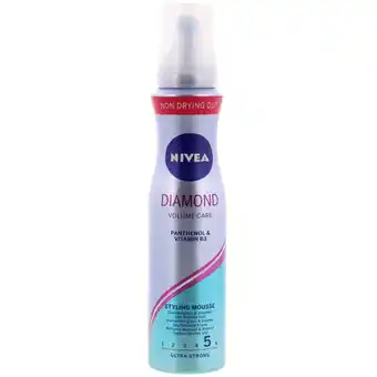Action Mousse coiffante cheveux nivea diamond volume care offre