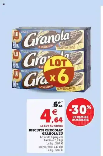 Super U Biscuits Chocolat Granola Lu offre