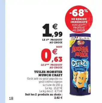 Super U Tuiles Monster Munch Crazy offre