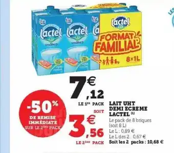 Super U Lai Uht Demi écrémé Lactel offre
