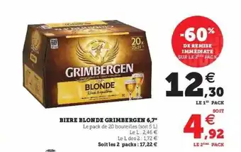Super U Bière Blonde Grimbergen 6,7° offre
