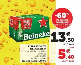 Super U Bière Blonde Heineken 5° offre