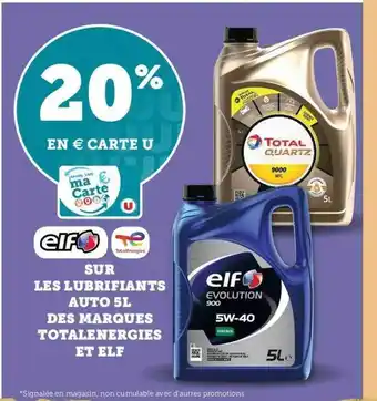 Super U Les Lubrifiants Auto 5l Des Marques Total Energies Et Elf offre