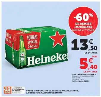 Super U Bière Blonde Heineken 5° offre