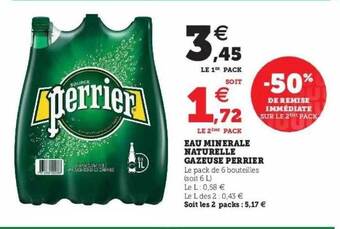 Super U Eau Minérale Naturelle Gazeuse Perrier offre