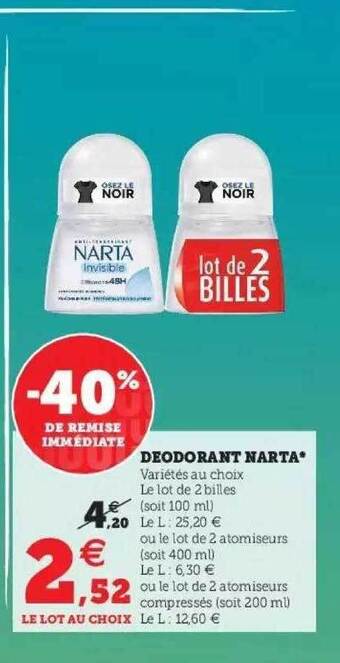 Super U Déodorant Narta offre