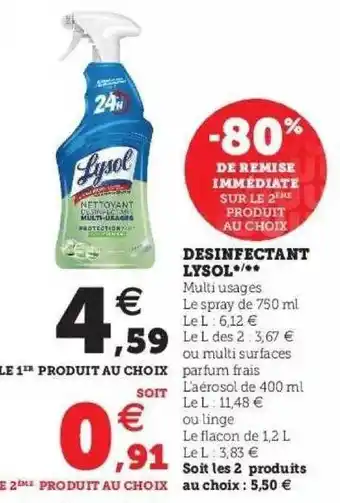 Super U Désinfectant Lysol offre