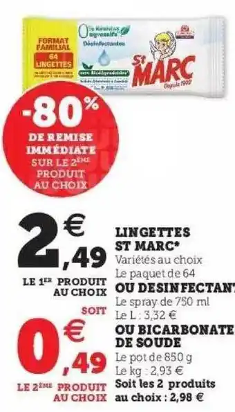 Lingettes St Marc Ou Désinfectant Ou Bicarbonate De Soude
