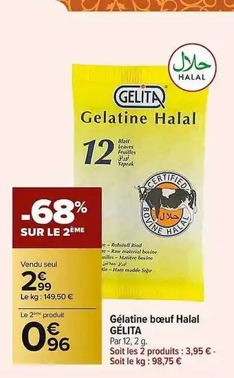 Gélatine Boeuf Halal Gélita