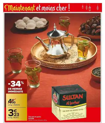 Carrefour Market Thé Vert En Grains Sultan offre