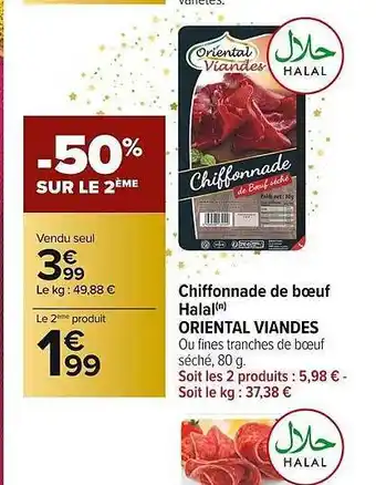 Carrefour Market Chiffonnade De Boeuf Halal Oriental Viandes offre