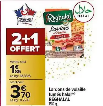 Carrefour Market Lardons De Volaille Fumés Halal Réghalal offre