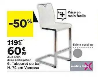 BUT Tabouret De Bar H. 74 Cm Vanessa offre