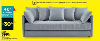 BUT Banquette Convertible Giulia Tissu Gris offre