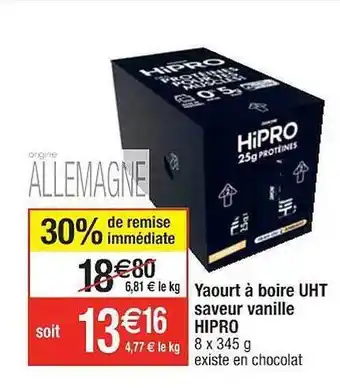 Cora x Carrefour Yaourt à Boire Uht Saveur Vanille Hipro offre
