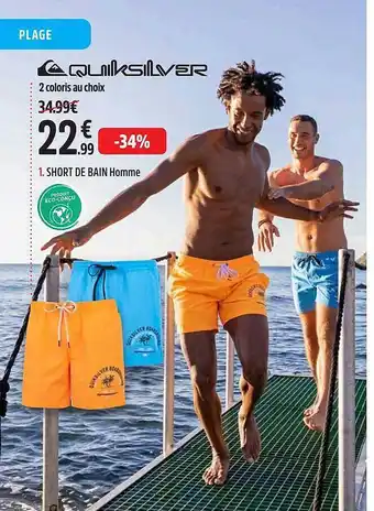 Intersport Short De Bain Homme Quiksilver offre