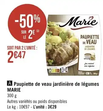 Géant Casino MARIE paupiette de veau jardinière de légumes offre