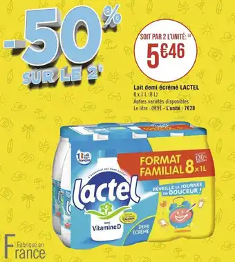 Géant Casino LACTEL lait demi écrémé offre