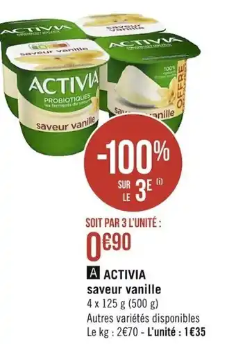 Géant Casino ACTIVIA saveur vanille offre
