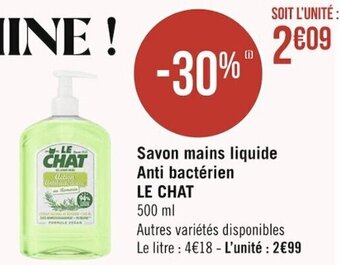 Géant Casino LE CHAT savon mains liquide anti bactérien offre