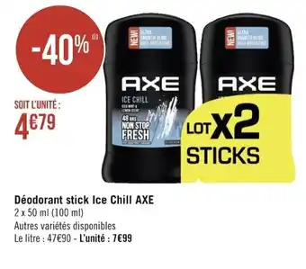 Géant Casino AXE déodorant stick ice chill offre