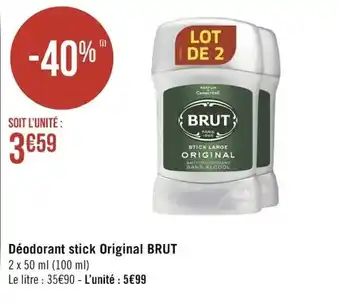 Géant Casino BRUT déodorant stick original offre
