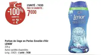 Géant Casino LENOR parfum de linge en perles envolée d'air offre