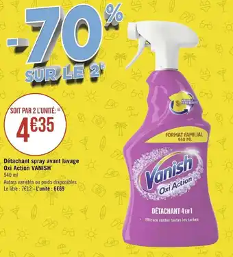 Géant Casino VANISH détachant spray avant lavage oxi action offre