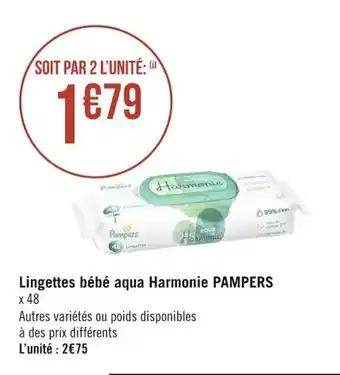 Géant Casino PAMPERS lingettes bébé aqua harmonie offre