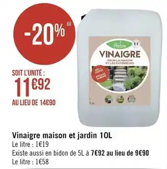 Géant Casino Vinaigre maison et jardin 10L offre