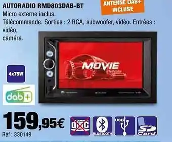 Autobacs Autoradio Rmd803dab-bt offre