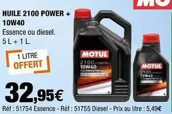 Autobacs Huile 2100 Power + 10w40 Motul offre