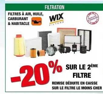 Autobacs Filtres à Air, Huile, Carburant & Habitacle Wix offre