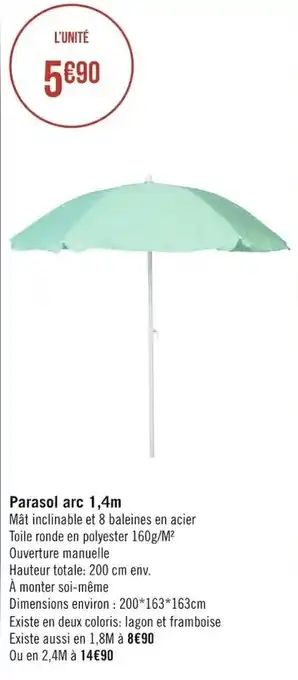 Géant Casino Parasol arc 1,4m offre