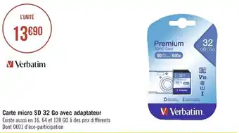 Géant Casino Carte micro SD 32 go avec adaptateur offre
