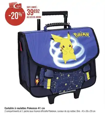 Géant Casino Cartable à roulettes pokemon 41 cm offre