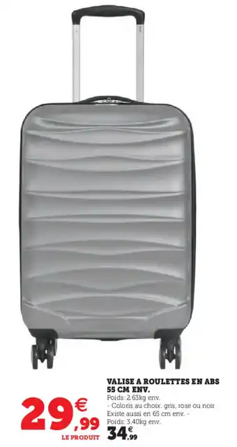Hyper U Valise a roulettes en abs 55 cm env. offre