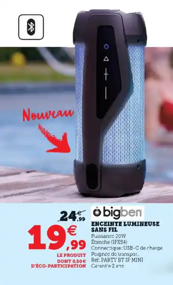 Hyper U Enceinte Lumineuse Sans Fil offre